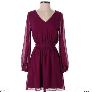 Express Magenta Long Sleeve Dress